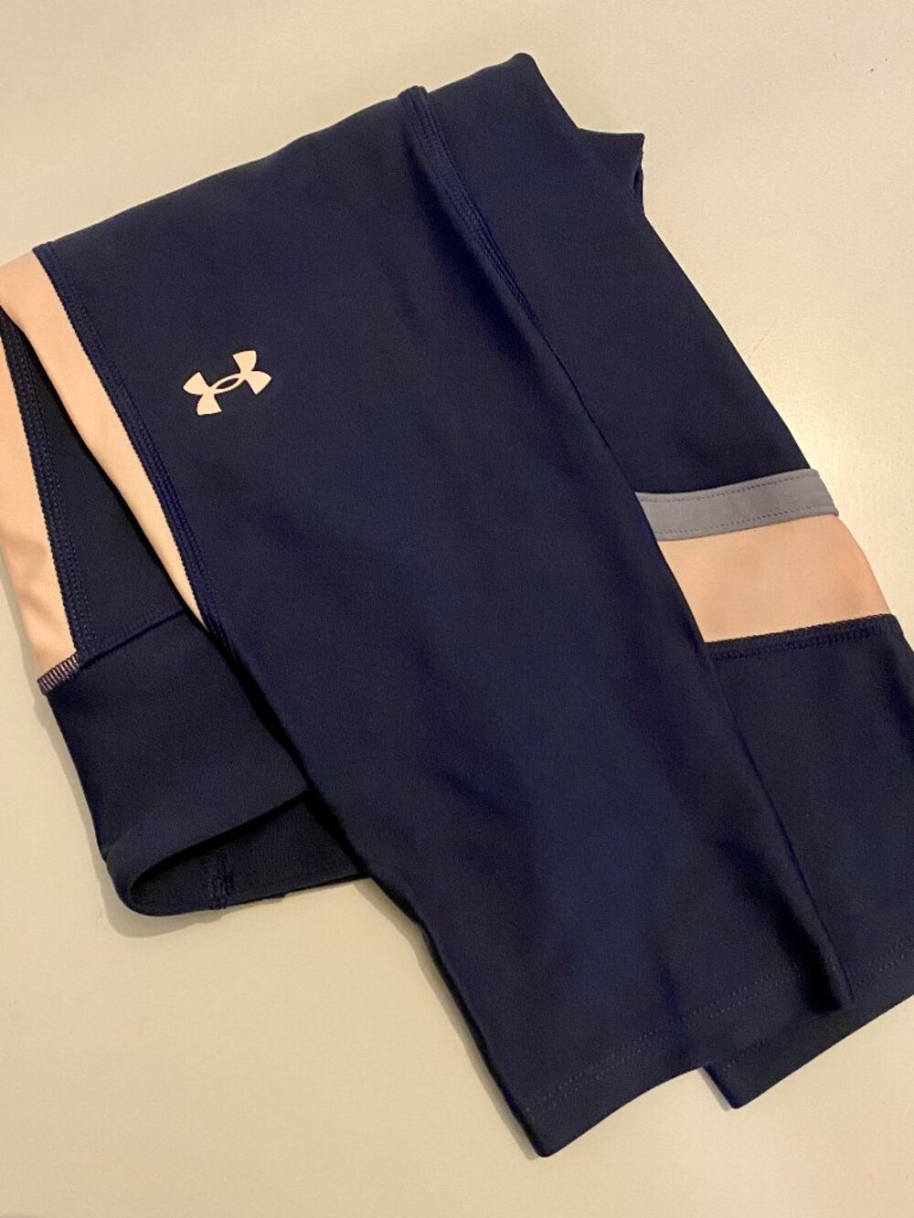 Under Armour Leggings Womens Navy Pink HeatGear Compression Yoga Pants Size M